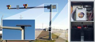 Solar Powered HAWK Pedestrian Crosswalk Mounted on Mast Arm
